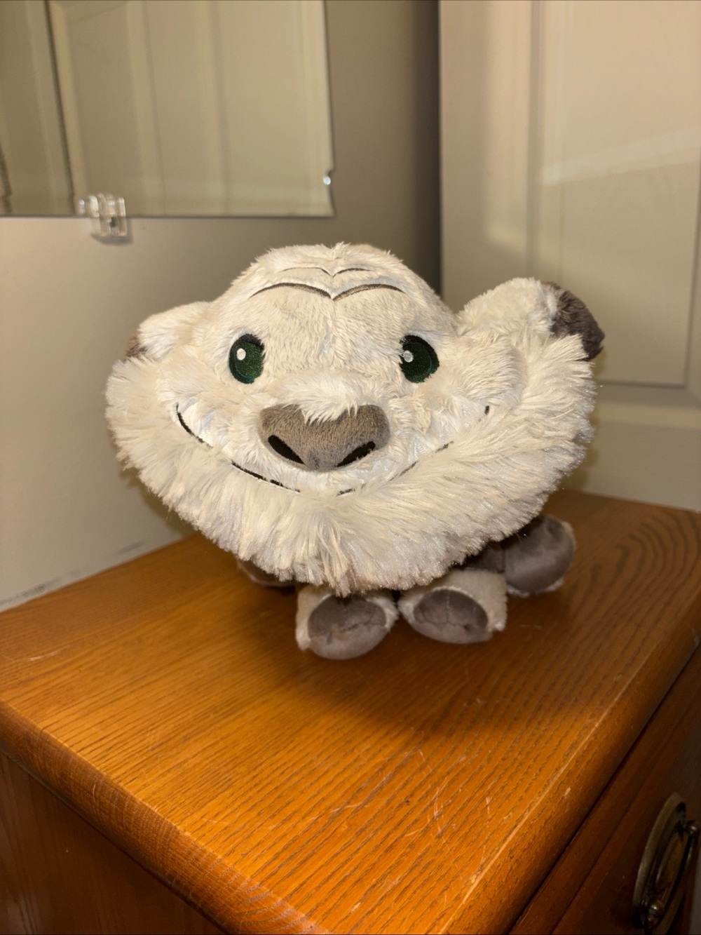 Disney Cream and Gray Lion Plush Pet Toy with Green Eyes